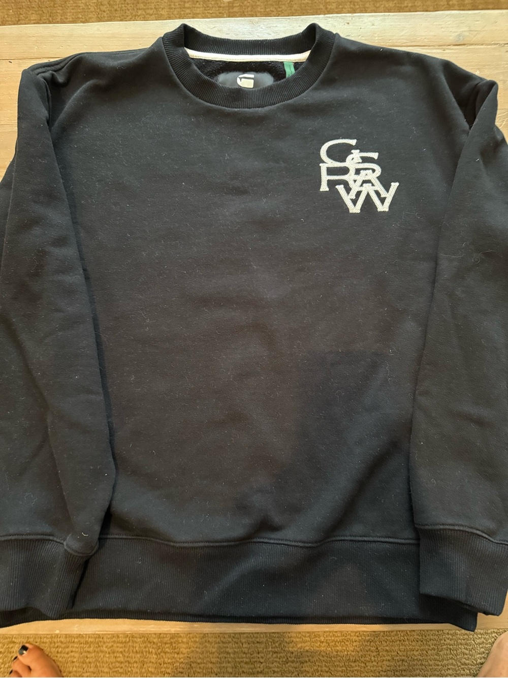 G-Star Raw Black Crewneck Sweatshirt with White Logo